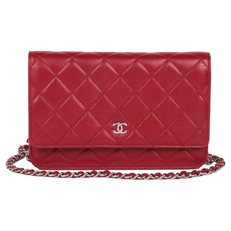 chanel wallet on chain red lambskin